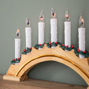 42cm Light up Wooden Arch Christmas Candle Bridge with 7 Flickering LED Candles