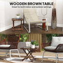 Outsunny Wooden Folding Garden Table, Folding Side Table, Carbonised Finish