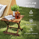 Outsunny Wooden Folding Garden Table, Folding Side Table, Carbonised Finish