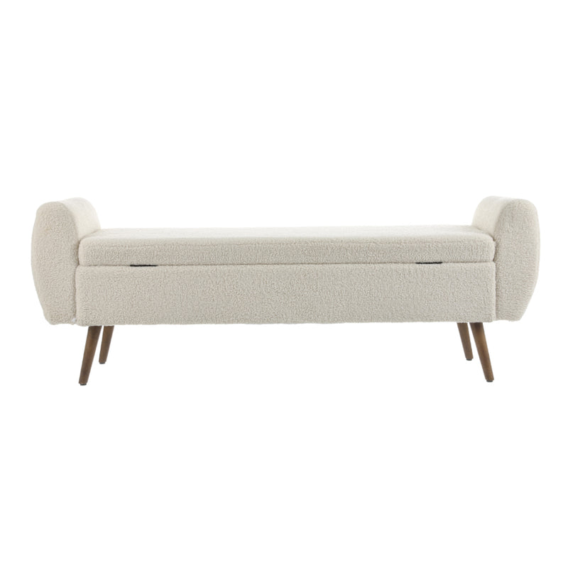 Livingandhome Teddy Fur Upholstered Storage Bench