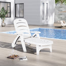 Breeins Outdoor Plastic Foldable Garden Poolside Lounger Recliner with Wheels