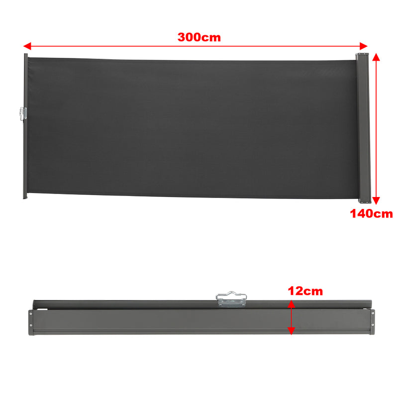 Breeins 300cm Outdoor Patio Retractable Side Awning Balcony Sunshade Blind