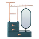 Sheonly Jewelry Organizer with Rotating Mirror and Makeup Storage Box