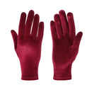 Full Finger Bridal Gloves Opera Wrist Banquet Gloves Wine Red