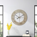 Cottonfy UK Round Wood Grain Metal Wall Clock