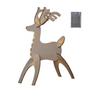 50cm Battery Operated Light up 3D Wooden Christmas Reindeer with 31 Warm White LEDs