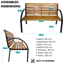Ambleside 2 Person Outdoor Metal Wooden Garden Patio Bench