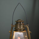 24cm Dual Powered Light up Antique Effect Christmas Water Spinner Hurricane Lantern with Robin on Postbox