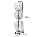 Lifeideas 3-Tier Iron Rolling Laundry Basket with Wheels