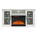 3-Sided Electric Fireplace TV Stand with Glass Door Closed Storage