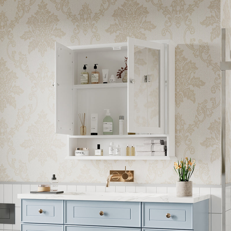 Livingandhome Wall Mount Rectangular Mirror Cabinet Bathroom Organizer