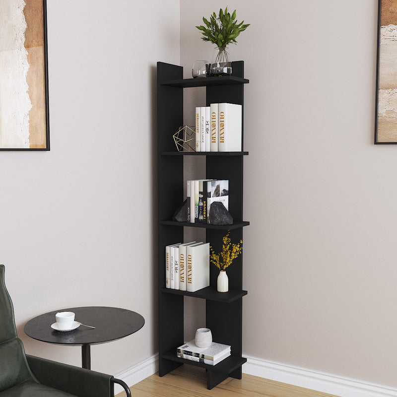 Livingandhome Industrial 5-Tier Corner Bookshelf Shelf Unit