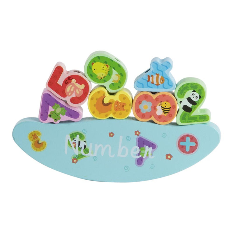 Kidkid Wooden Number Stacking and Balance Blocks for Toddlers