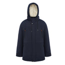 Winter Mid-Length Padded Coat Jacket With Removable Hood - Navy