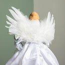 30cm Christmas Angel Tree Topper Decoration in White & Silver