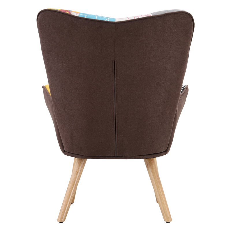 Livingandhome Tufted Button Linen Armchair With Wooden Legs