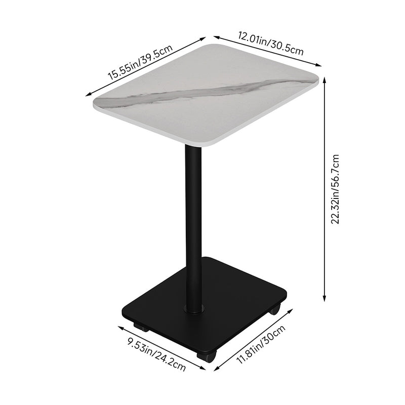Livingandhome White Marble Mobile C-Shaped Side Table