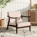 Livingandhome Beige Fabric Accent Chair with Wooden Frame