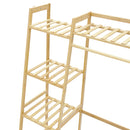 Livingandhome Bamboo Bedroom Garment Clothes Rack Natural 110cm