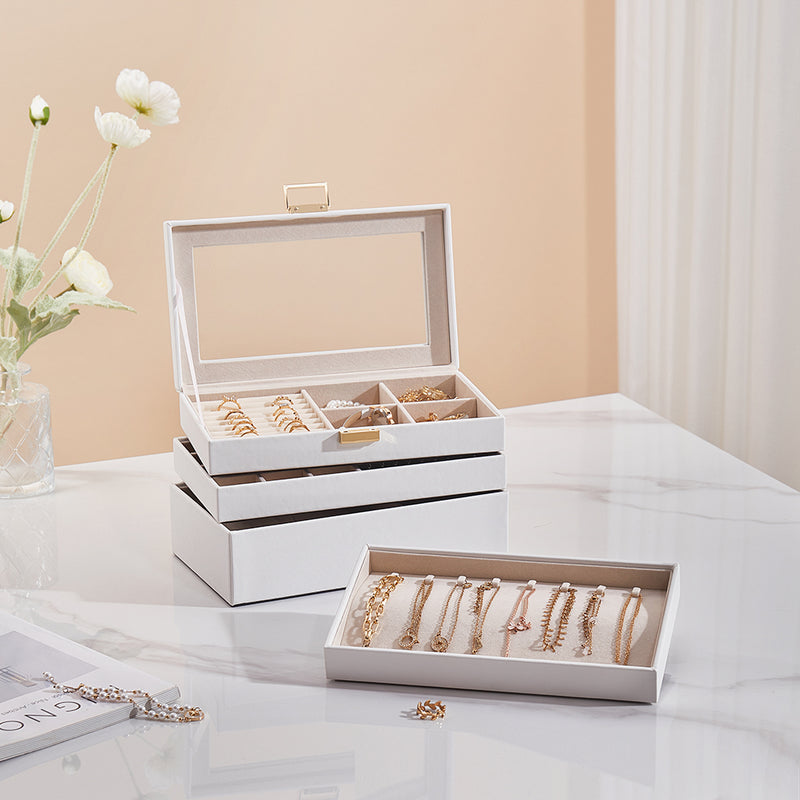 Sheonly 4-Tier Jewellery Storage Box with Transparent Lid