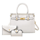 Modishion 3-Pcs PU Leather Handbag with Purse & Card Holder
