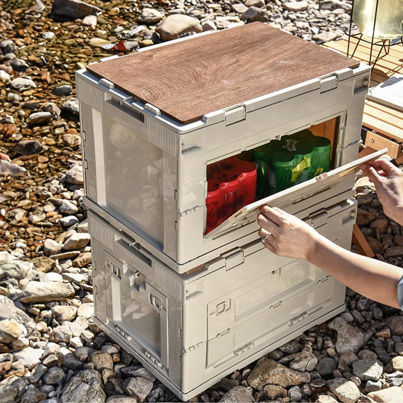 Livingandhome 60L Collapsible 3-Door Storage Box Outdoor Camping Table