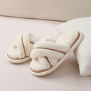 EVA Cross-Band Open Toe Fuzzy Slippers