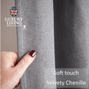 Velvet Chenille Thermal Fleece Lined Single Pencil Pleat Taped Top Door Curtain