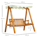 Wooden Swing Bench With Canopy