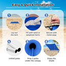 Beach Tent Sun Shelter With 4 Sandbags And UPF 50+ Protection-Blue