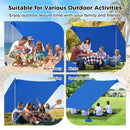 Beach Tent Sun Shelter With 4 Sandbags And UPF 50+ Protection-Blue