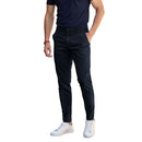 Navy Blue Cotton Twill Straight Leg Trousers