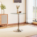 Livingandhome Small Round Clear Glass Top Dining Table with Pedestal Base