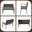2-Person Outdoor Garden Stackable Bench With Acacia Wood Armrests Brown