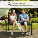 2-Person Outdoor Garden Stackable Bench With Acacia Wood Armrests Brown