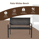 2-Person Outdoor Garden Stackable Bench With Acacia Wood Armrests Brown
