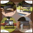 2-Person Outdoor Garden Stackable Bench With Acacia Wood Armrests Brown