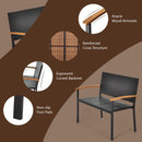 2-Person Outdoor Garden Stackable Bench With Acacia Wood Armrests Brown