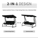 Outsunny 2-in-1 Garden Swing Chair for 3 Person w/ Adjustable Canopy Black