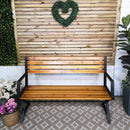 Kendal 2 Person Outdoor Modern Cross Design Metal Wooden Garden Patio Bench