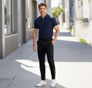 Black Cotton Twill Straight Leg Trousers