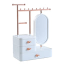 Sheonly Jewelry Organizer with Rotating Mirror and Makeup Storage Box