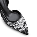 Pointed Closed Toe Slingback Heels - Black