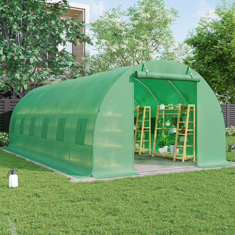 Breeins Green Outdoor Walk-in Tunnel Greenhouse with Steel Frame