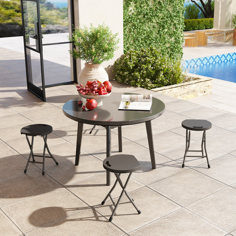 Outsunny Folding Stool Set Of 4, Decorative Garden Stool Set