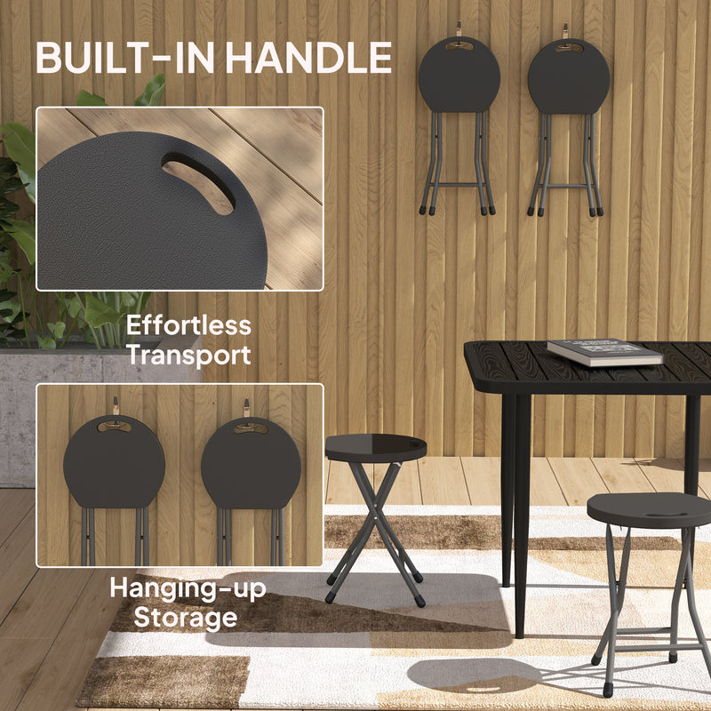 Outsunny Folding Stool Set Of 4, Decorative Garden Stool Set