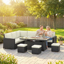 Outsunny 7 Pieces Rattan Garden Furniture Set W/ 50,000 BTU Fire Pit Table