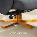 HOMCOM Linen Recliner Chair and Footstool Wooden Base Grey