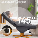 HOMCOM Linen Recliner Chair and Footstool Wooden Base Grey