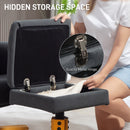 HOMCOM Linen Recliner Chair and Footstool Wooden Base Grey